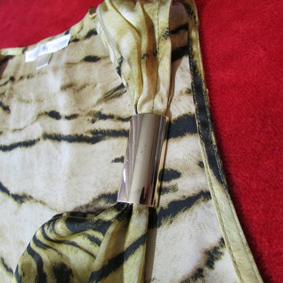 Boston Proper Animal Print Blouse Tank Gold Brown Top - Picture 7 of 11